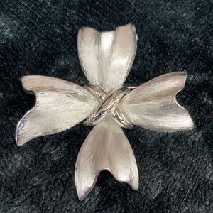Crown Trifari Silver Textured Brooch